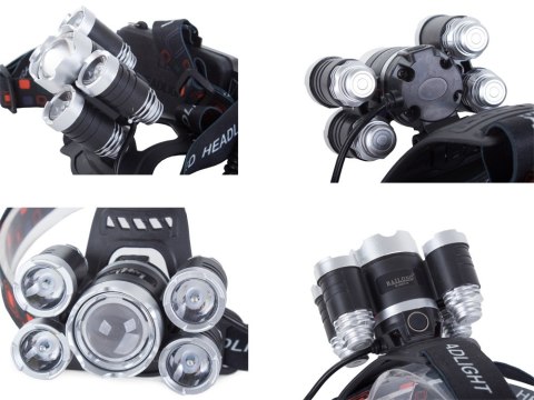 Mocna latarka czołowa z funkcją zoom i diodami LED XM-L T6 oraz XP-E