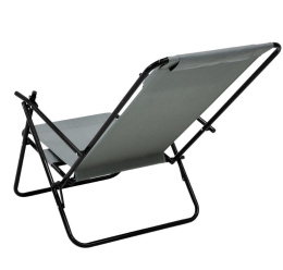 Leżak krzesło plażowe GRREY SZARY dwupoziomowe stalowe