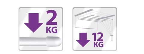 Suszarka sufitowa  łazienka balkon  6prętów 120cm biała