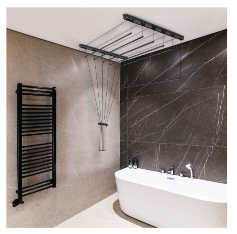 Suszarka sufitowa łazienka balkon 6prętów 110cm czarna