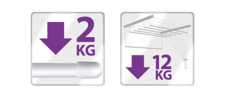 Suszarka sufitowa łazienka balkon 6prętów 170cm czarna