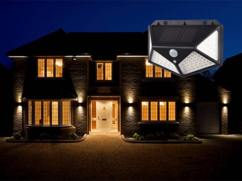 Nowoczesna lampa solarna z czujnikiem ruchu i zmierzchu 600lm
