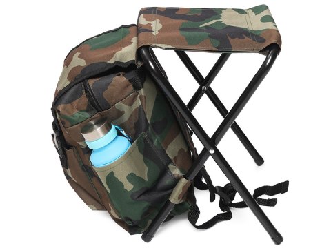 Nowoczesne krzesło turystyczne z plecakiem 3w1 w moro idealne na wyprawy