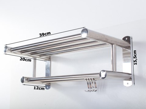 Półka 39cm chrom aluminium łazeinka kuchnia haczyki
