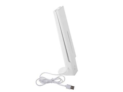 Nowoczesna lampka biurkowa LED z USB - biała, różowe światło regulowane