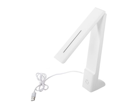 Nowoczesna lampka biurkowa LED z USB - biała, różowe światło regulowane