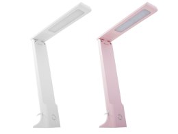 Nowoczesna lampka biurkowa LED z USB - biała, różowe światło regulowane