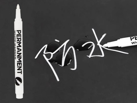 Biały marker permanentny do oznaczania różnorodnych powierzchni