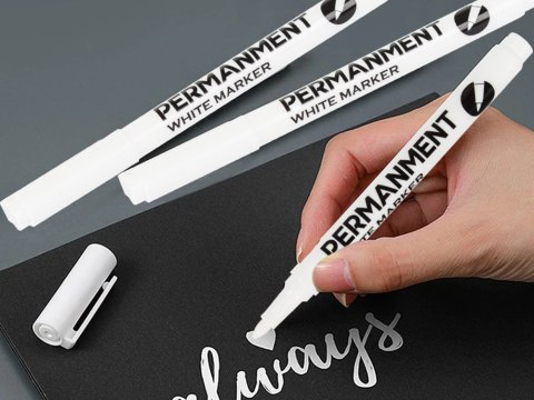 Biały marker permanentny do oznaczania różnorodnych powierzchni