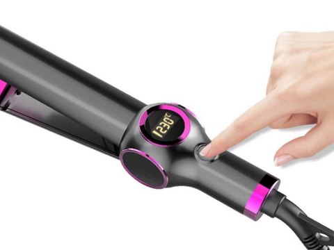 Nowoczesna prostownica do włosów 2w1 z wyświetlaczem LCD