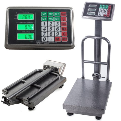 Waga magazyn 30x40cm 100kg LCD AKU 230V oparcie