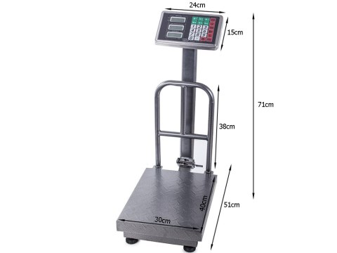 Waga magazyn 30x40cm 100kg LCD AKU 230V oparcie