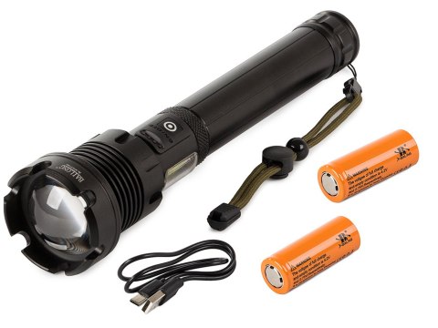 Latarka LED 29cm taktyczna 1000m IPX5 ALU AKU USB-C