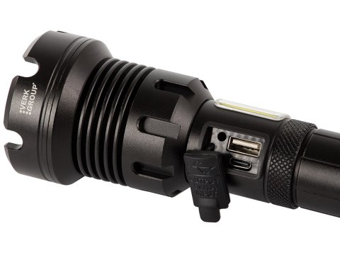 Latarka LED 29cm taktyczna 1000m IPX5 ALU AKU USB-C