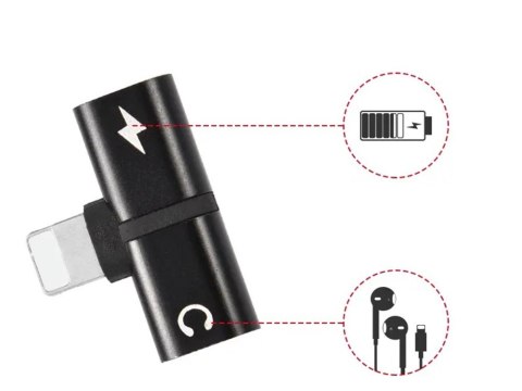 Nowoczesny rozdzielacz adapter Lightning 2w1 do iPhone i iPad