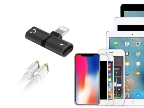 Nowoczesny rozdzielacz adapter Lightning 2w1 do iPhone i iPad