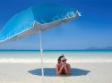 Plażowy parasol duży niebieski szary ochrona słońce wiatr solidny trwały