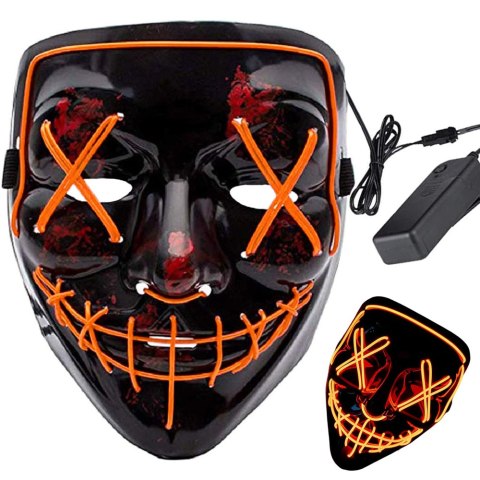Maska LED świecąca LEDowa halloween impreza purge wysoka