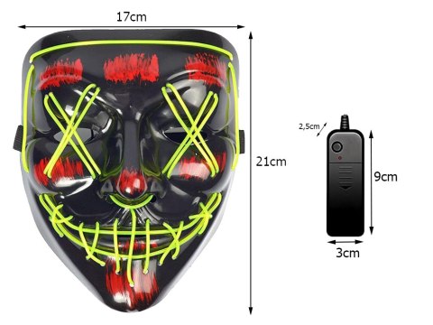 Maska LED świecąca LEDowa halloween impreza purge wysoka