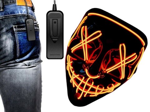 Maska LED świecąca LEDowa halloween impreza purge wysoka