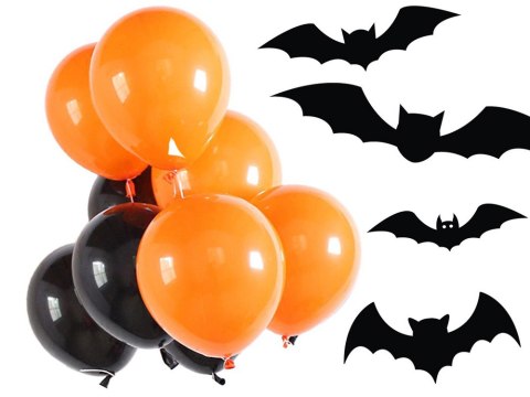 Zestaw balonów na Halloween - Czarno-pomarańczowy mix dla Twojej imprezy!