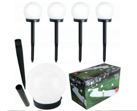 Słoneczne lampki LED 4x lampa solarna ogrodowa kula biała wbijana 10 cm
