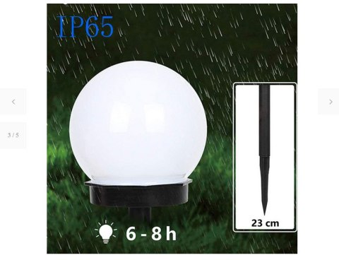 Słoneczne lampki LED 4x lampa solarna ogrodowa kula biała wbijana 10 cm