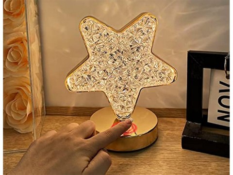 Nowoczesna lampka nocna w kształcie gwiazdy z efektem kryształu RGB