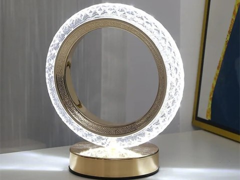 Nowoczesna lampka nocna z efektami RGB | Przytulna lampka z kryształowym wykończeniem | Nowoczesna lampka nocna z efektem RGB i 