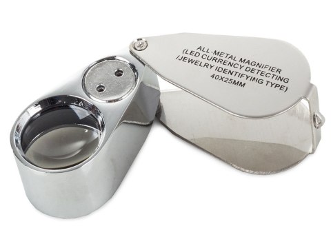 Lupa tester UV składana 2 LED aluminium 40x pudełeczko precyzja