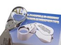 Lupa tester UV składana 2 LED aluminium 40x pudełeczko precyzja