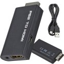 Nowoczesny adapter PS2 na HDMI z dźwiękiem i USB/5V, czarny