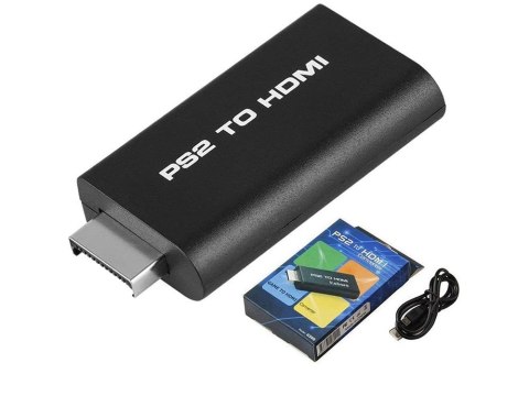 Nowoczesny adapter PS2 na HDMI z dźwiękiem i USB/5V, czarny