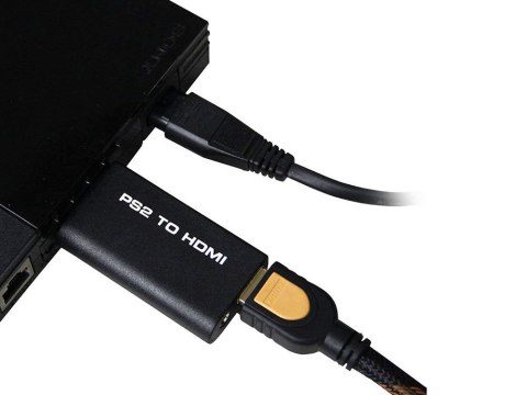 Nowoczesny adapter PS2 na HDMI z dźwiękiem i USB/5V, czarny