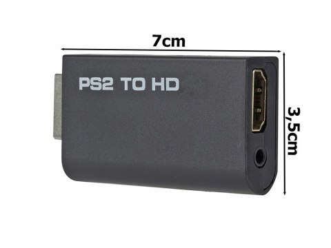 Nowoczesny adapter PS2 na HDMI z dźwiękiem i USB/5V, czarny
