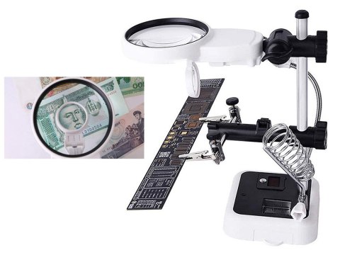 LUPA LED Trzecia ręka zestaw do lutowania uchwyty 6 LED naprawa warsztat