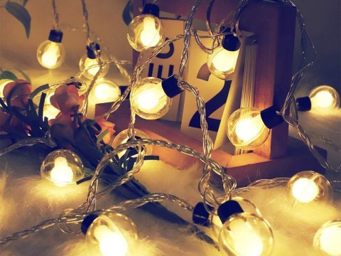 Słoneczna Girlanda ogrodowa 380cm lampki 20 LED ciepłe 3cm bańka