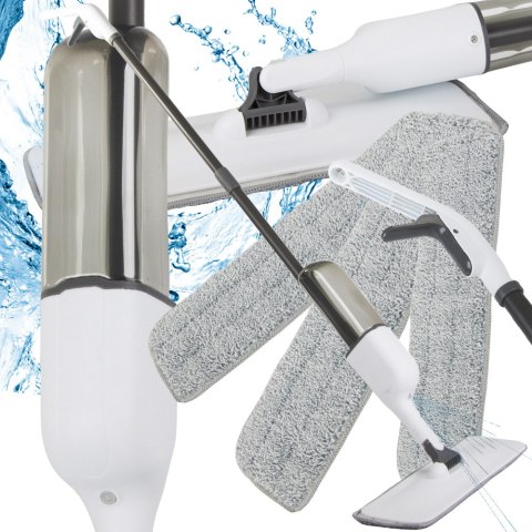 Mop spryskujący płyn biały obrotowy solidny spray 3x zapasowe wkłady