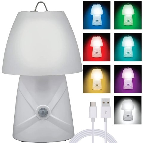 Nocna lampka czujnik ruchu LED dzieci biurkowa zmiana koloru biała