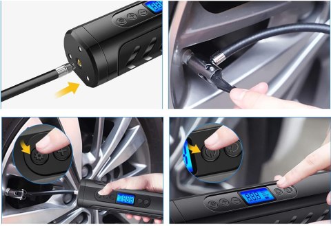 Pompka AKU roweru auto kompresor elektryczny 10 bar lLCD mała poręczna