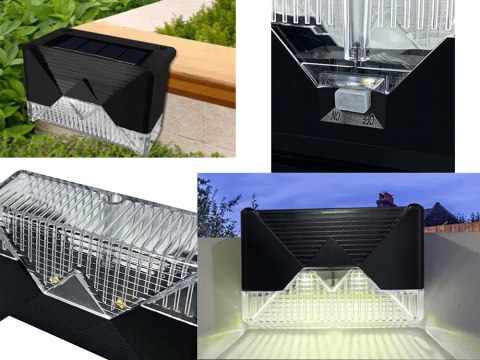 Lampki solarne 4 szt ogrodowe LED na schody taras płot czujnik zmierzchu