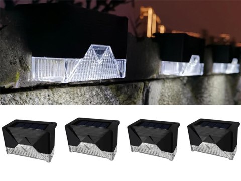 Lampki solarne 4 szt ogrodowe LED na schody taras płot czujnik zmierzchu