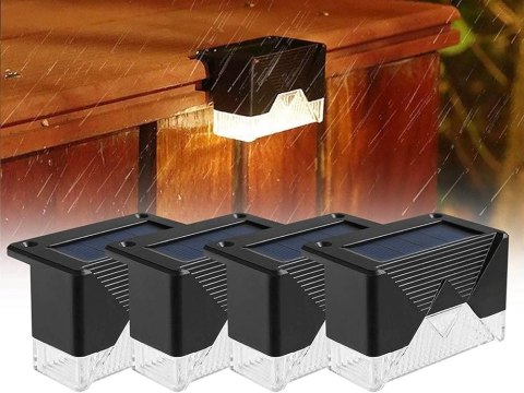 Lampki solarne 4 szt ogrodowe LED na schody taras płot czujnik zmierzchu