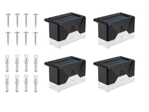 Lampki solarne 4 szt ogrodowe LED na schody taras płot czujnik zmierzchu