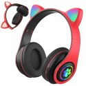 Słuchawki bezprzewodowe bluetooth radio fm mp3 kocie uszy podświetlenie LED