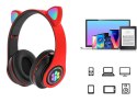 Słuchawki bezprzewodowe bluetooth radio fm mp3 kocie uszy podświetlenie LED