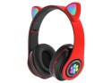 Słuchawki bezprzewodowe bluetooth radio fm mp3 kocie uszy podświetlenie LED