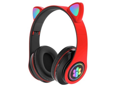Słuchawki bezprzewodowe bluetooth radio fm mp3 kocie uszy podświetlenie LED