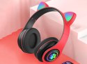 Słuchawki bezprzewodowe bluetooth radio fm mp3 kocie uszy podświetlenie LED