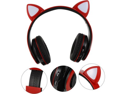 Słuchawki bezprzewodowe bluetooth radio fm mp3 kocie uszy podświetlenie LED